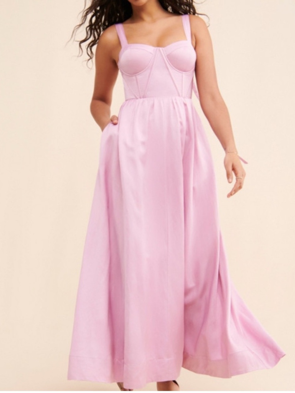 Aureta. Lilac Pink Showstopper Midi Cocktail Wedding Guest Dress Size M